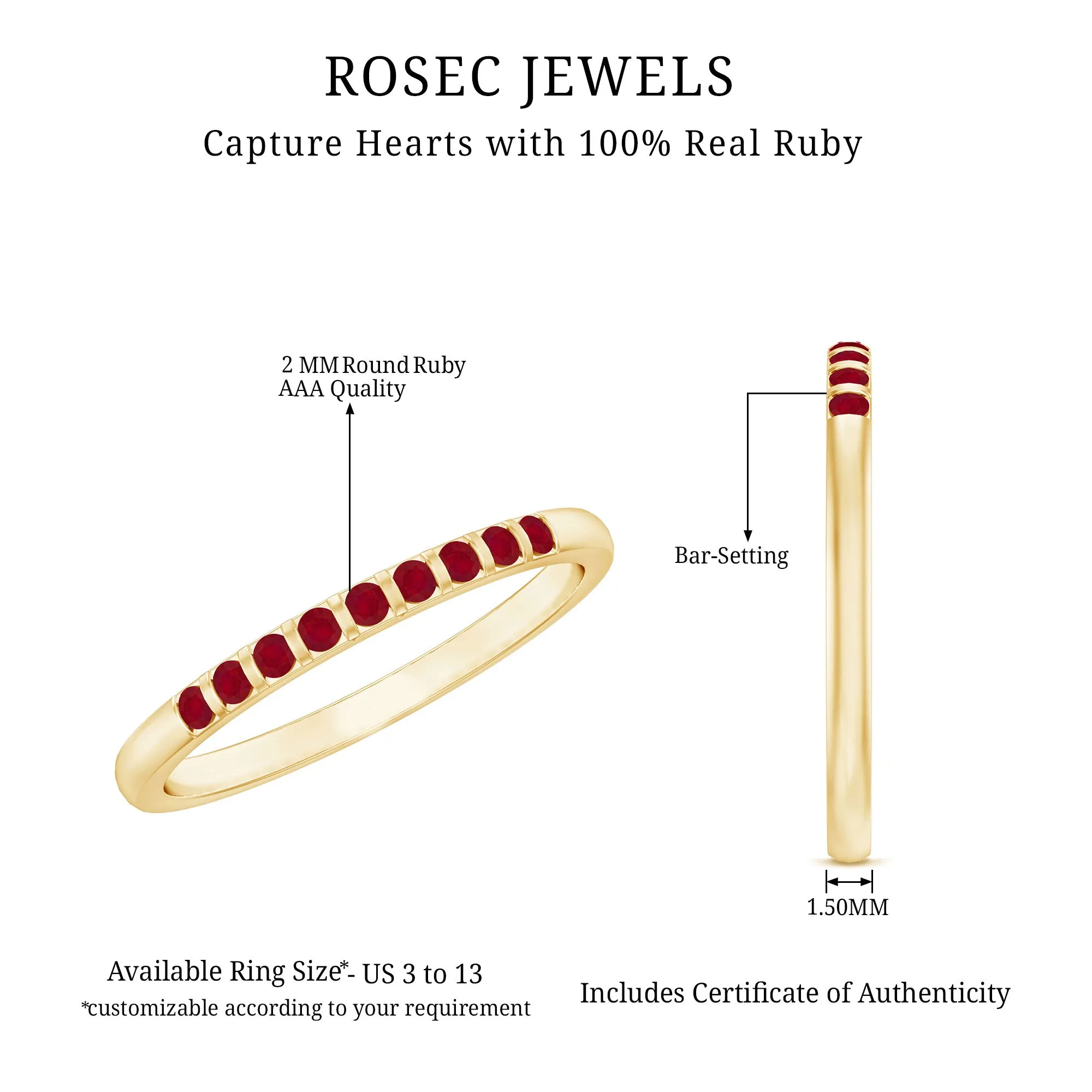 Real Ruby Semi Eternity Ring