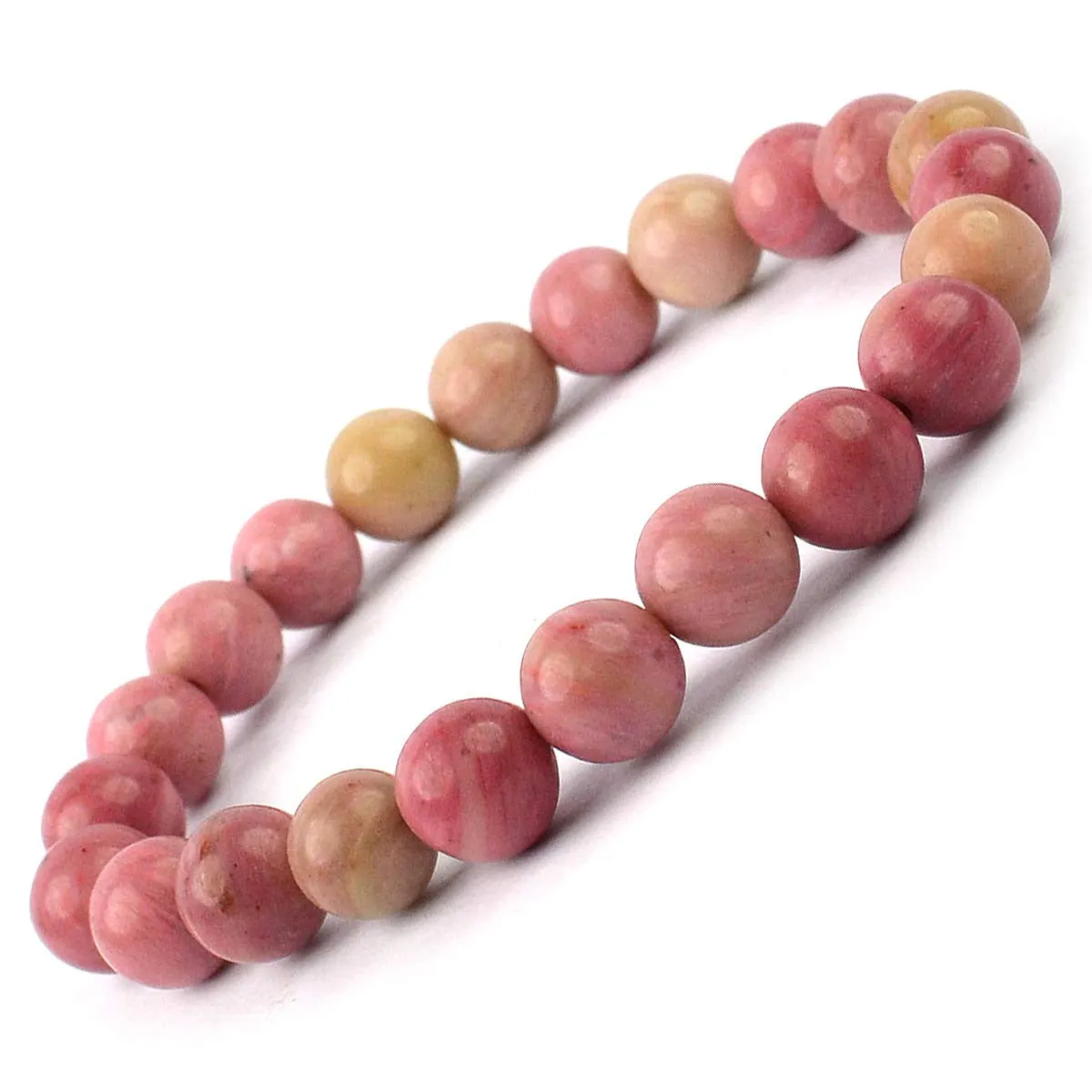 Rhodochrosite Bracelet Natural Crystal Healing Bracelet Gemstone Jewellery Beaded Stone Bracelet for Men & Women, Bead Size 8 mm