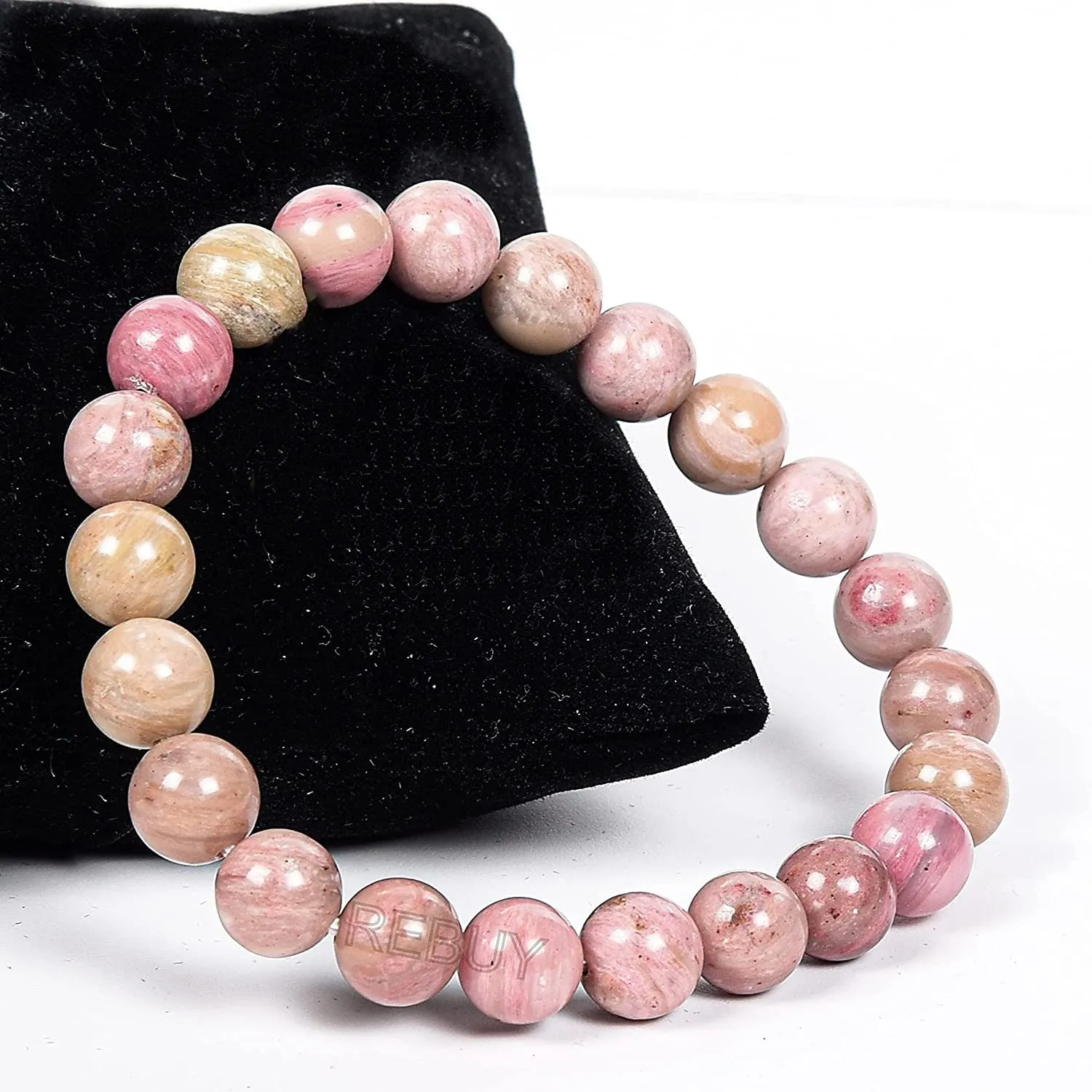 Rhodochrosite Bracelet Natural Crystal Healing Bracelet Gemstone Jewellery Beaded Stone Bracelet for Men & Women, Bead Size 8 mm