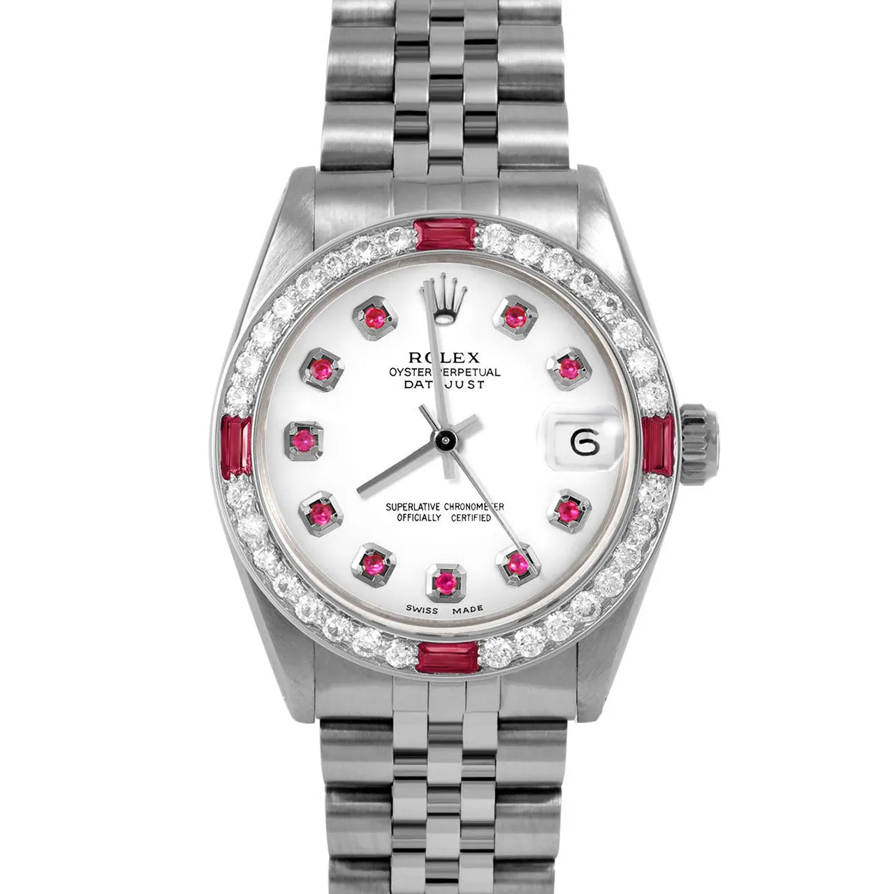 Rolex Datejust 31mm | 6827-SS-WHT-RBY-AM-4RBY-JBL