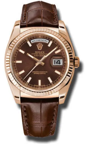 Rolex - Day-Date President Pink Gold - Fluted Bezel - Leather