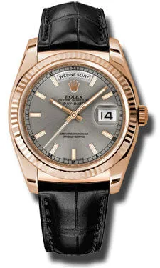 Rolex - Day-Date President Pink Gold - Fluted Bezel - Leather