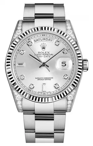 Rolex - Day-Date President White Gold - Fluted Bezel - Diamond Lugs