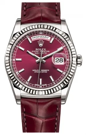 Rolex - Day-Date President White Gold - Fluted Bezel - Leather