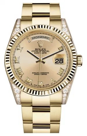 Rolex - Day-Date President Yellow Gold - Fluted Bezel - Diamond Lugs