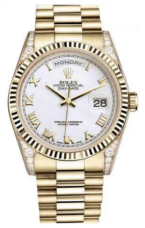 Rolex - Day-Date President Yellow Gold - Fluted Bezel - Diamond Lugs