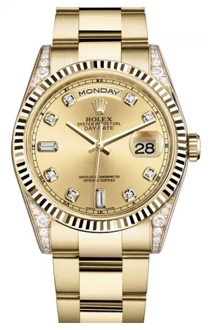 Rolex - Day-Date President Yellow Gold - Fluted Bezel - Diamond Lugs