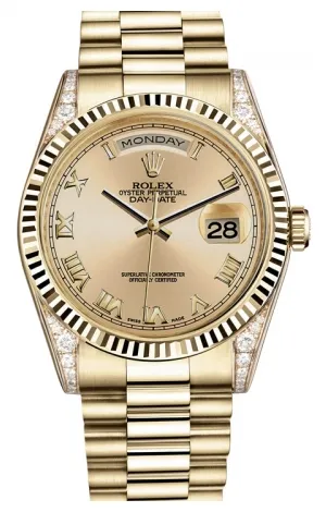 Rolex - Day-Date President Yellow Gold - Fluted Bezel - Diamond Lugs