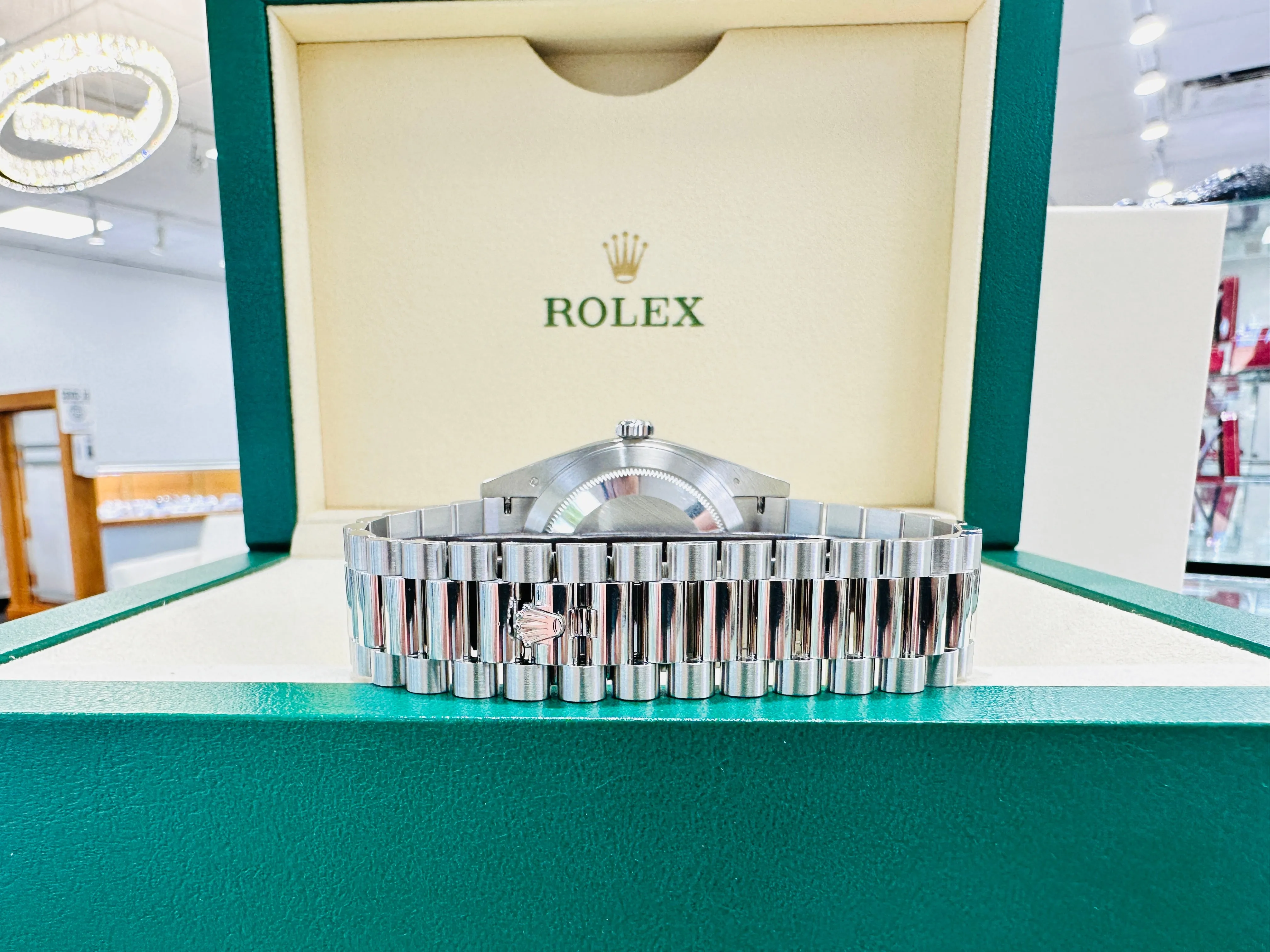 Rolex President 40 Day-Date 228206 Platinum Ice Blue Roman Dial UNWORN Box/Papers