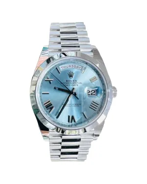 Rolex President 40 Day-Date 228206 Platinum Ice Blue Roman Dial UNWORN Box/Papers