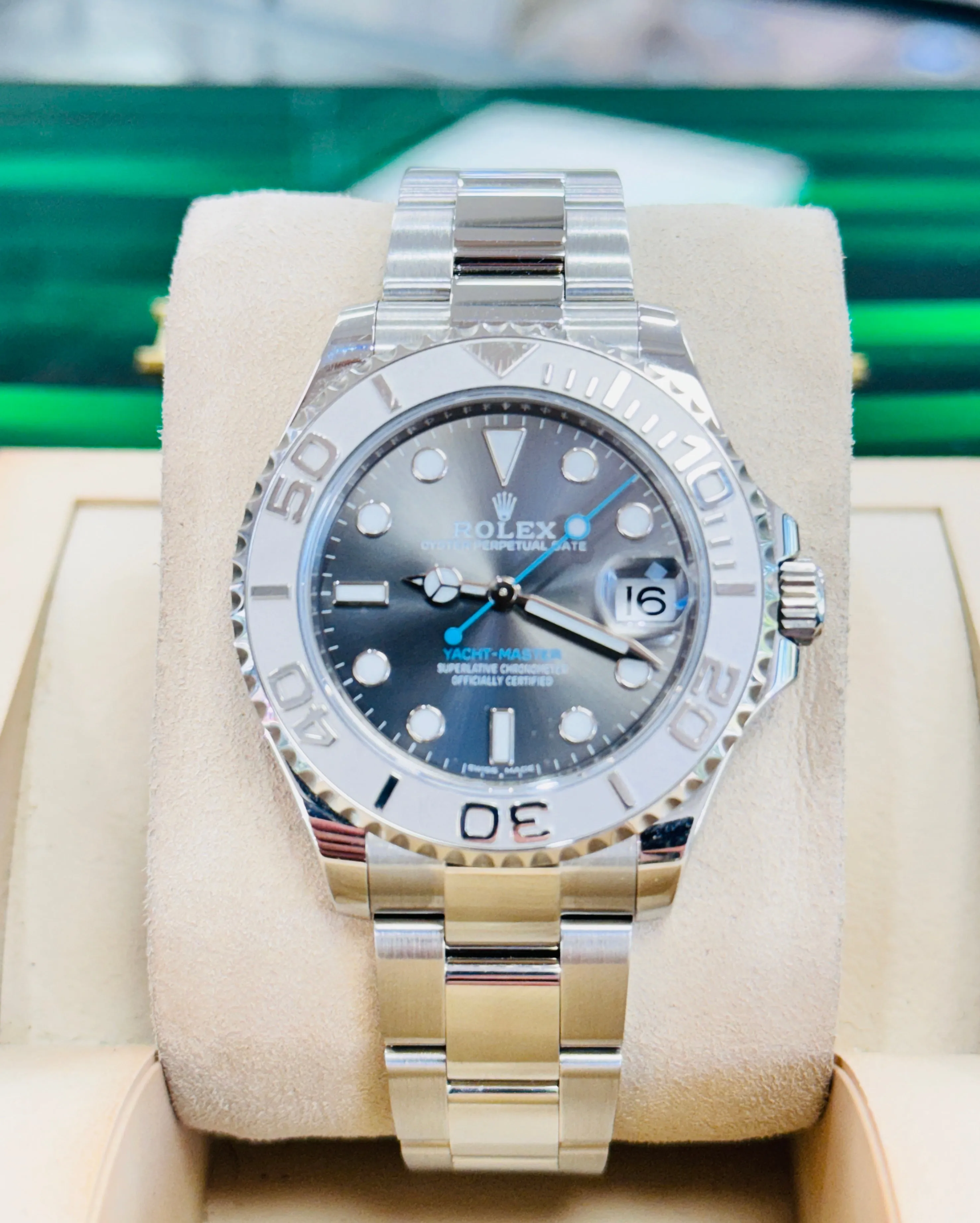 Rolex Yacht-Master 37 Midsize RHODIUM DIAL 268622  Box and Papers