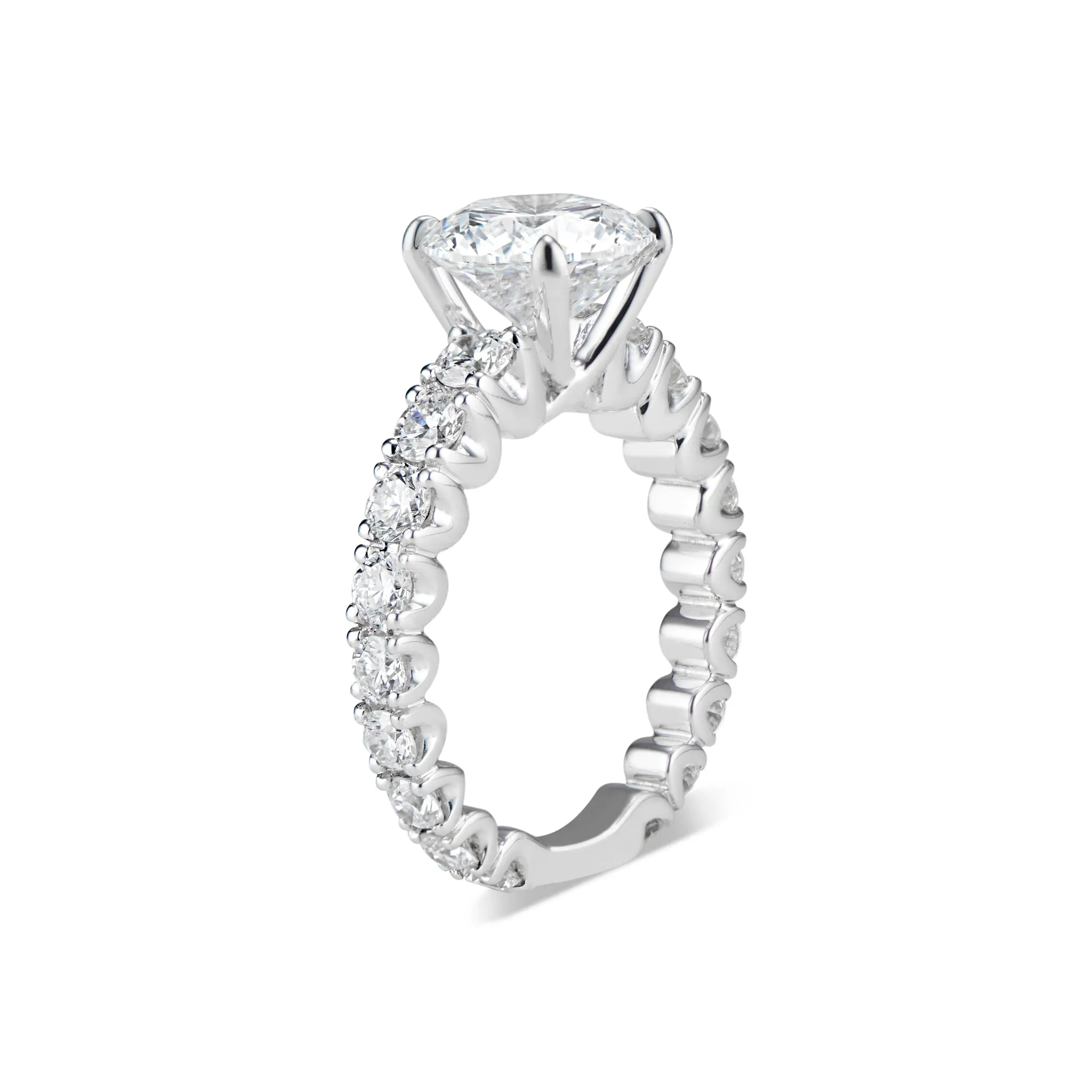 Round Diamond Engagement Ring with Prong-Set Diamond Band