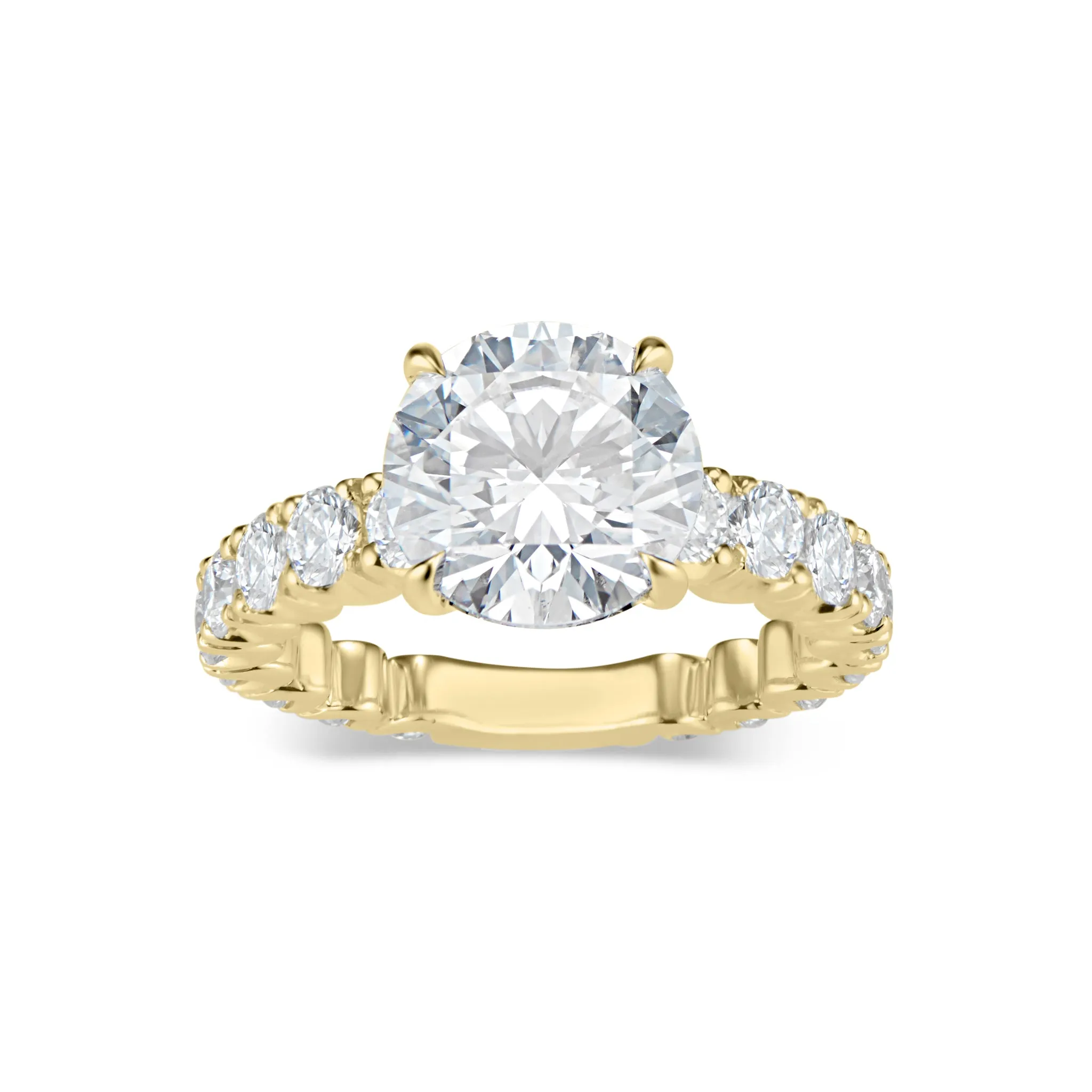 Round Diamond Engagement Ring with Prong-Set Diamond Band