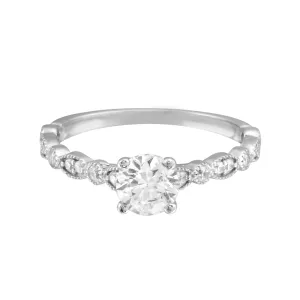 Round Solitaire Diamond with Marquise Band Engagement Ring