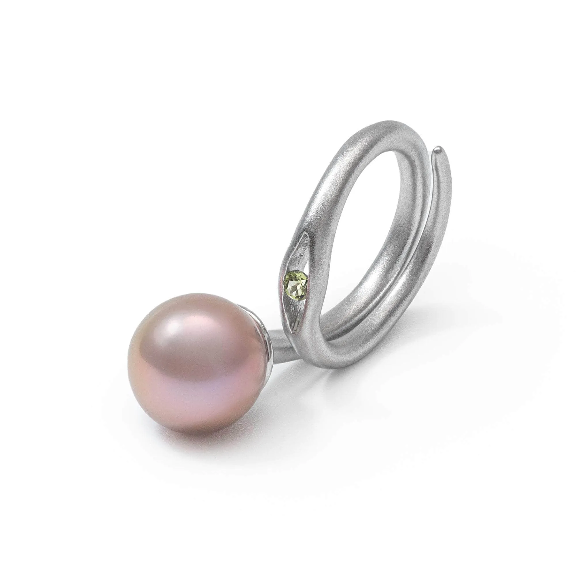 Roxe Purple Pearl and Peridot Ring (White Rhodium)