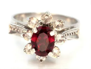 Ruby & Cubic Zirconia Sterling Silver Ring