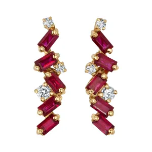 Ruby and Diamond Cluster Drops