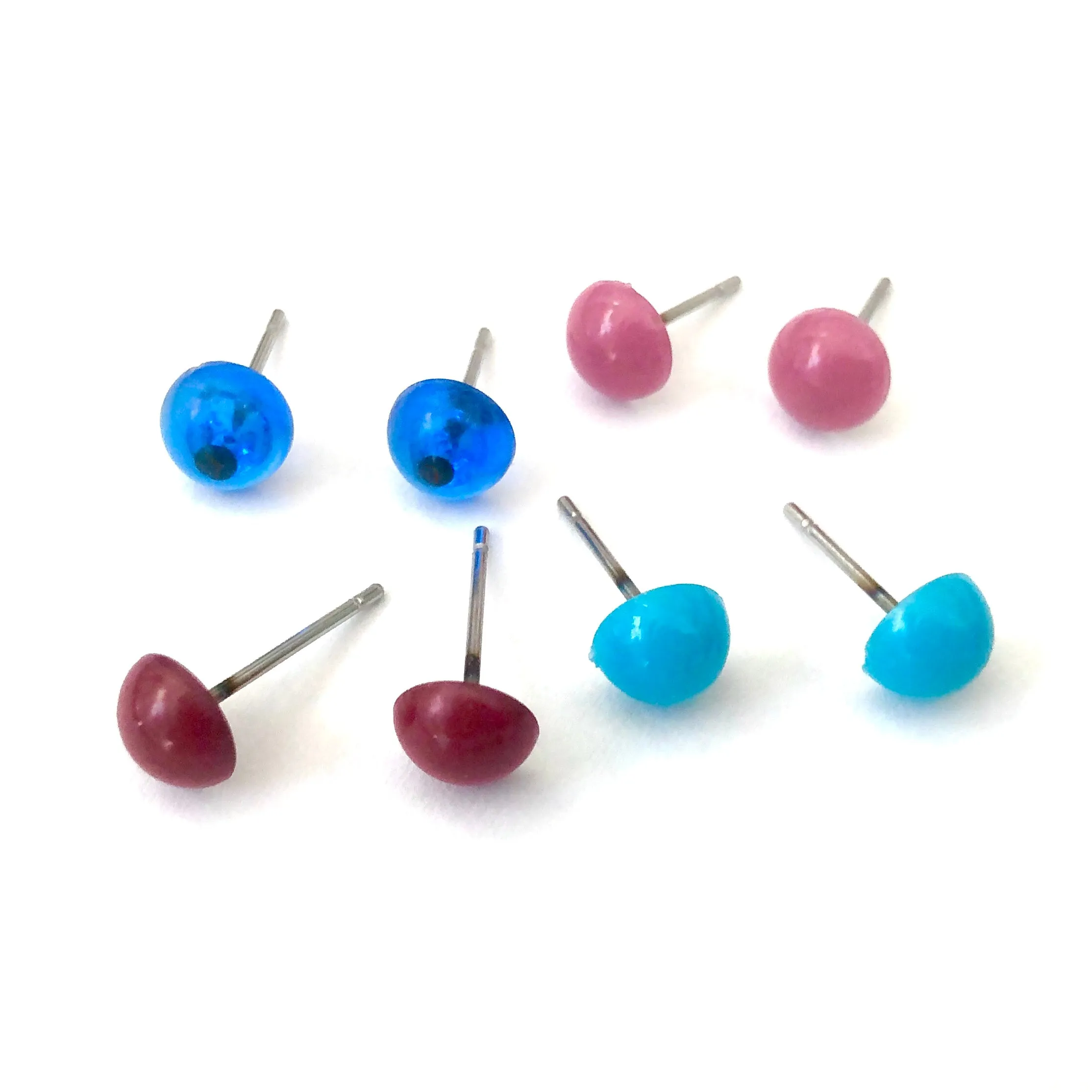 Sapphire Blue Retro Button Stud Earrings