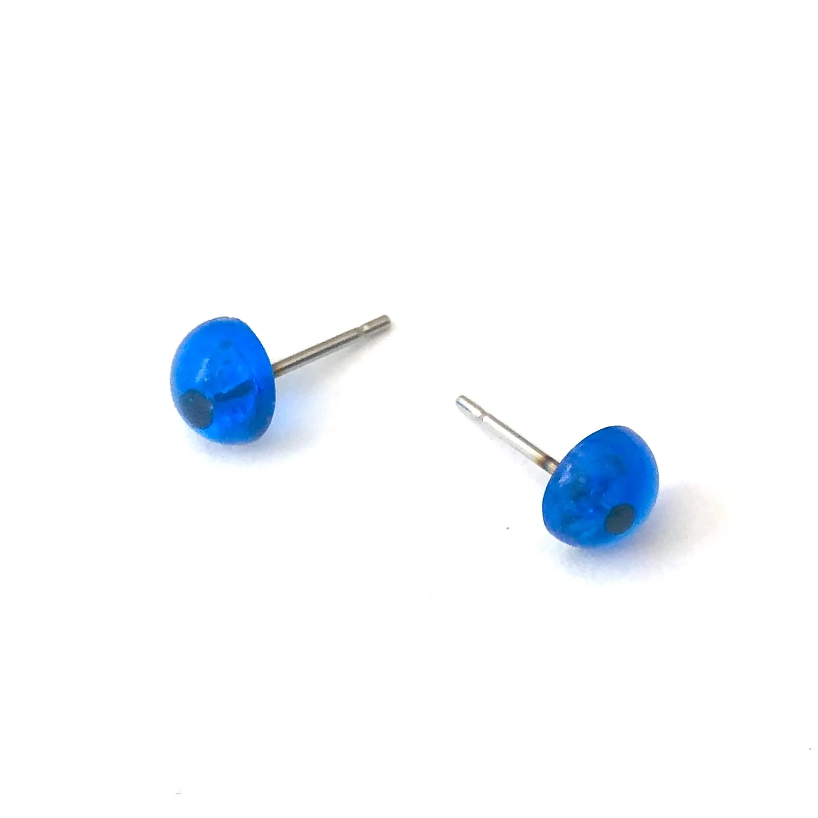 Sapphire Blue Retro Button Stud Earrings