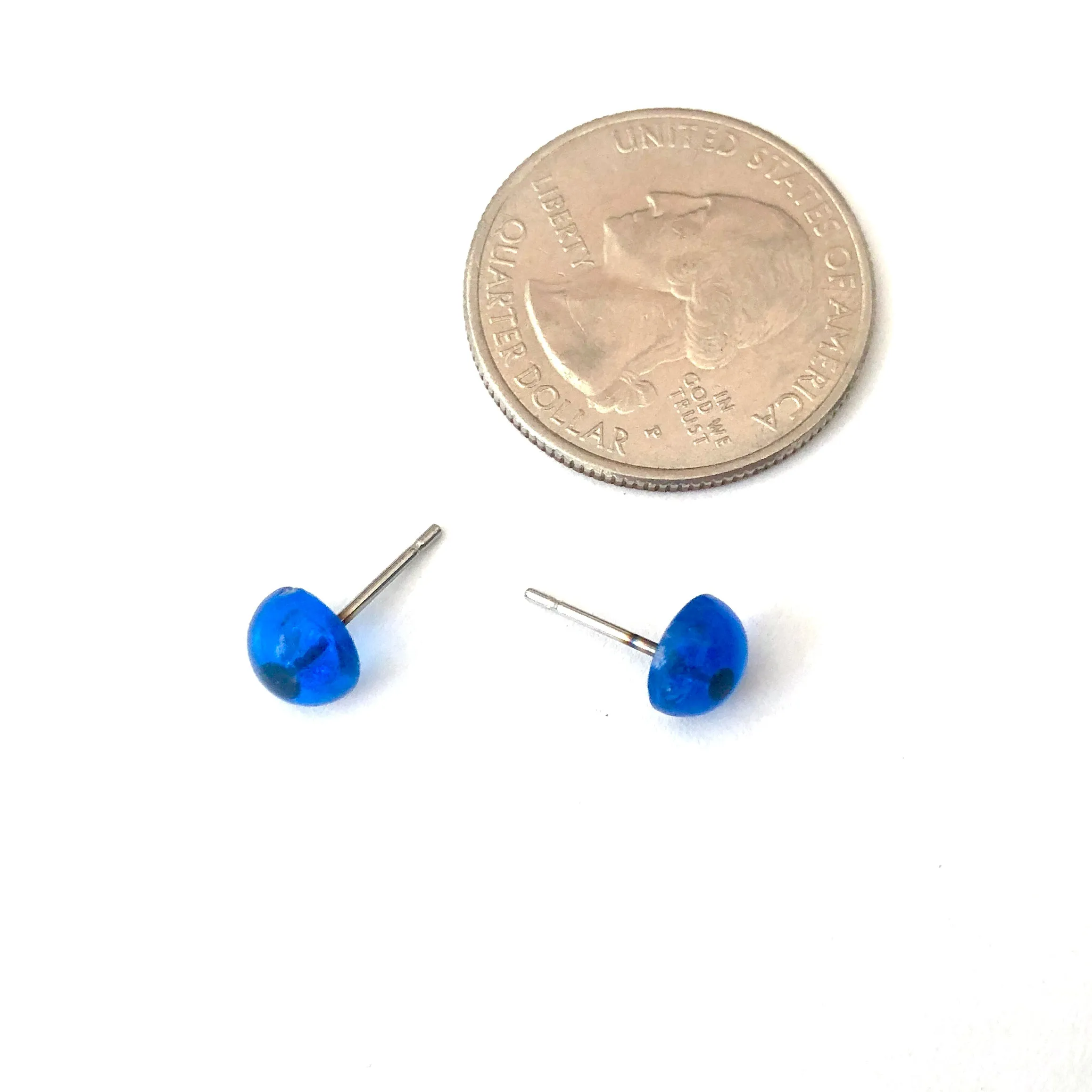 Sapphire Blue Retro Button Stud Earrings