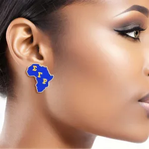 Sigma Gamma Rho SGRHO Gold Blue Africa Studs