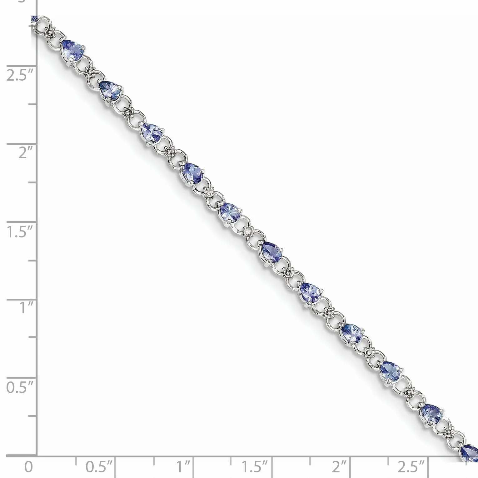 Silver Pear Cut Tanzanite Diamond Bracelet