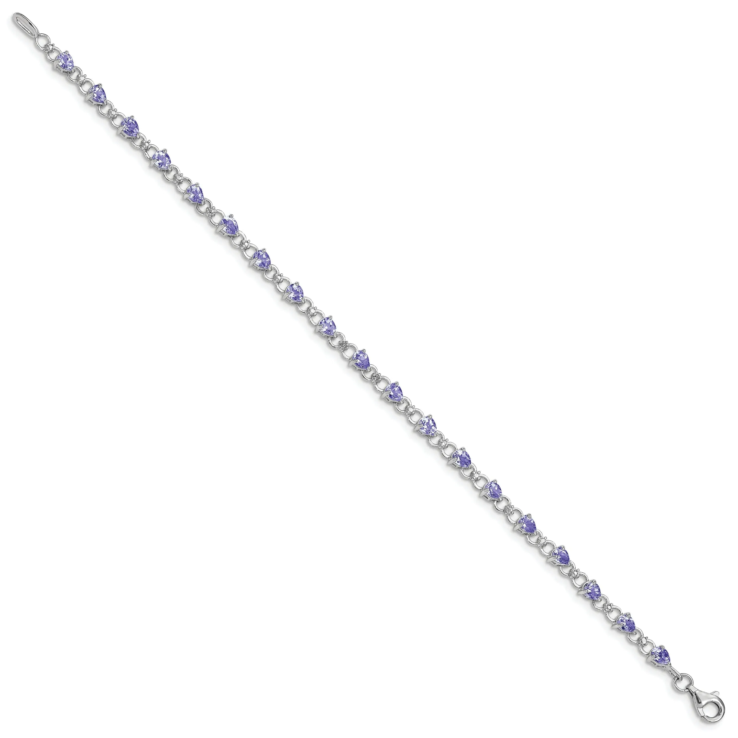 Silver Pear Cut Tanzanite Diamond Bracelet