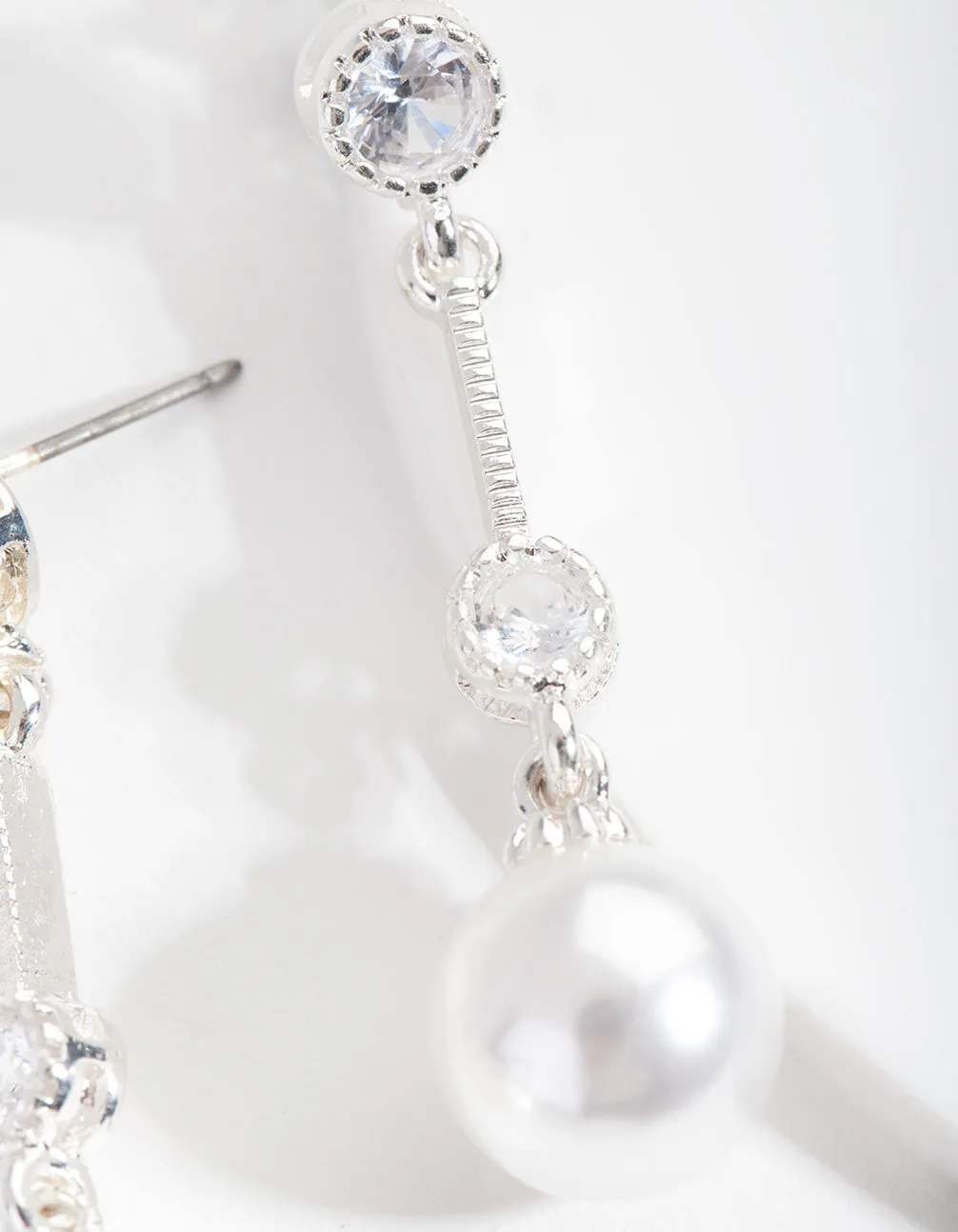 Silver Pearl Drop Earrings