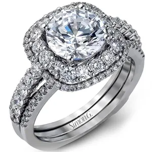 Simon G. Large Center Cushion Halo Diamond Engagement Ring