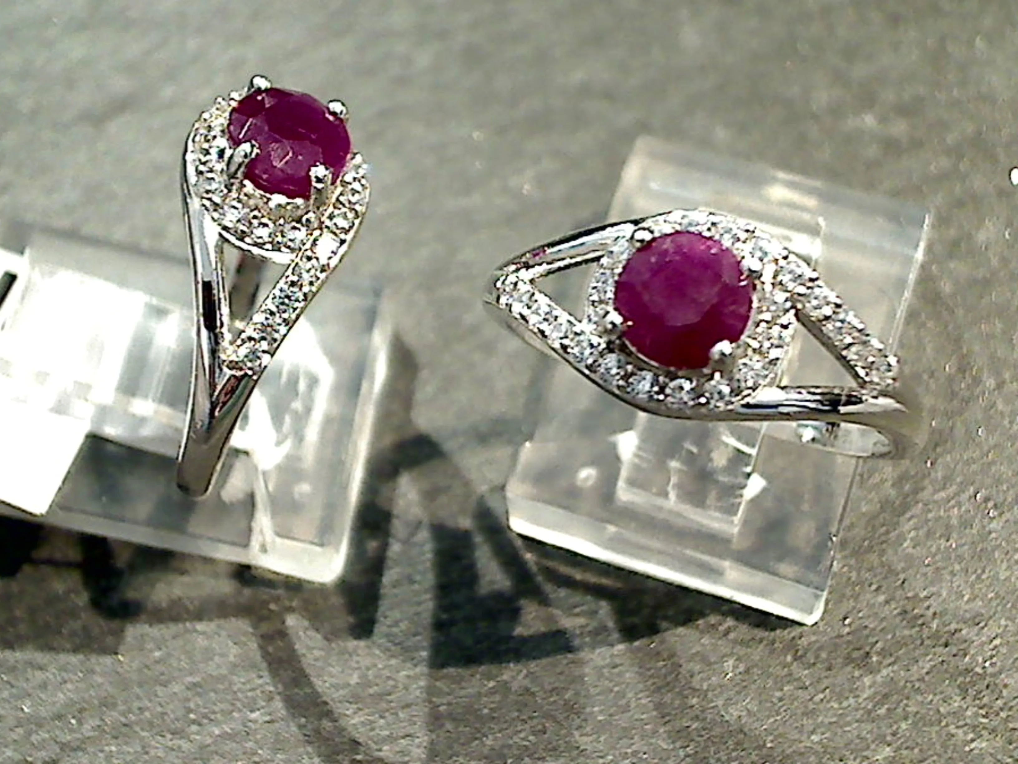 Size 7.25 Ruby, CZ, Sterling Silver Ring