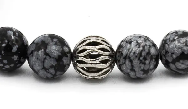 Snowflake Obsidian Abacus Natural Gemstone Bracelet