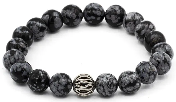 Snowflake Obsidian Abacus Natural Gemstone Bracelet