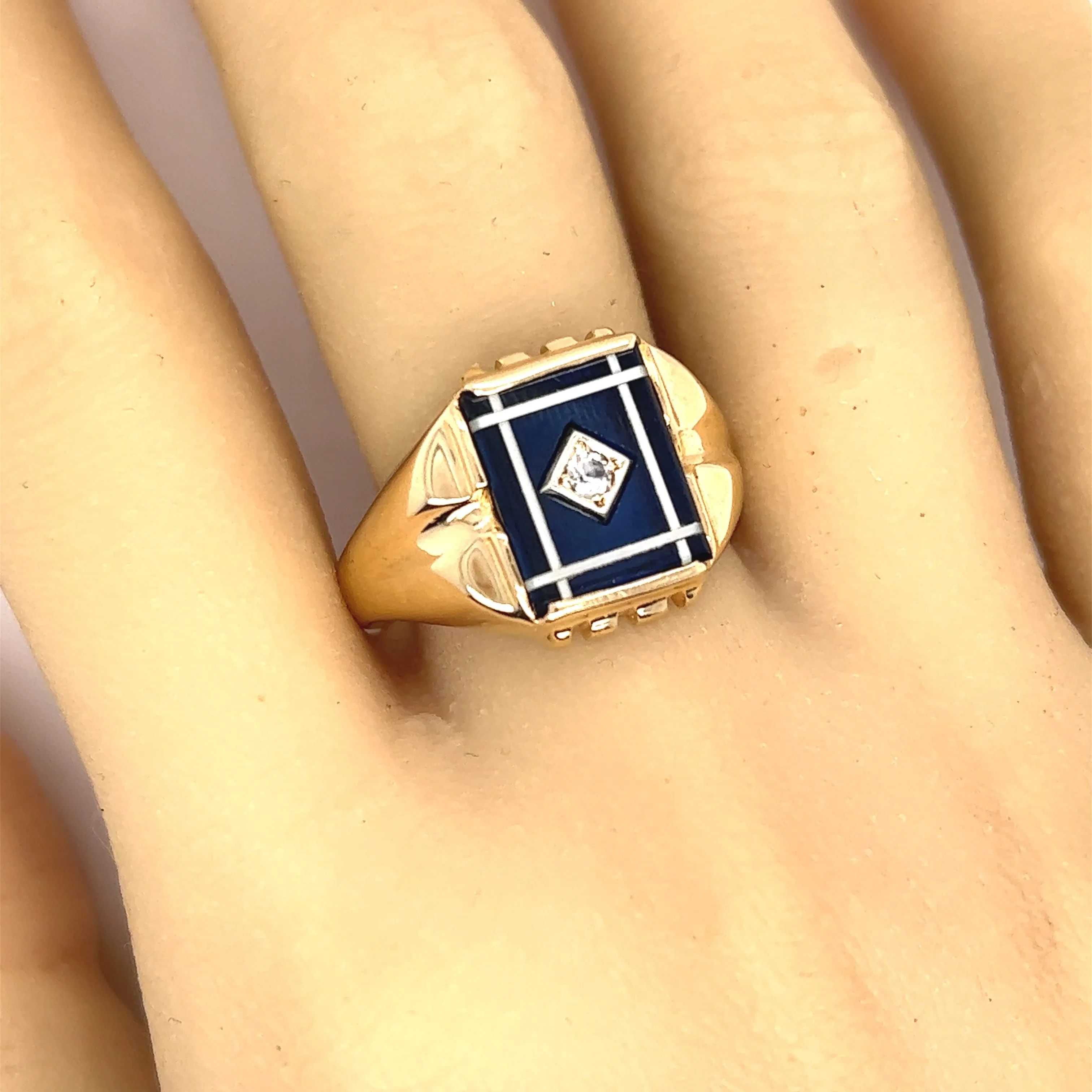 Spinel & Cubic Zirconia Signet Ring