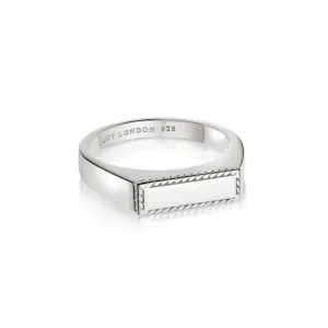 Stacked Rope Signet 18ct Sterling Silver Ring SRB9008_SLV