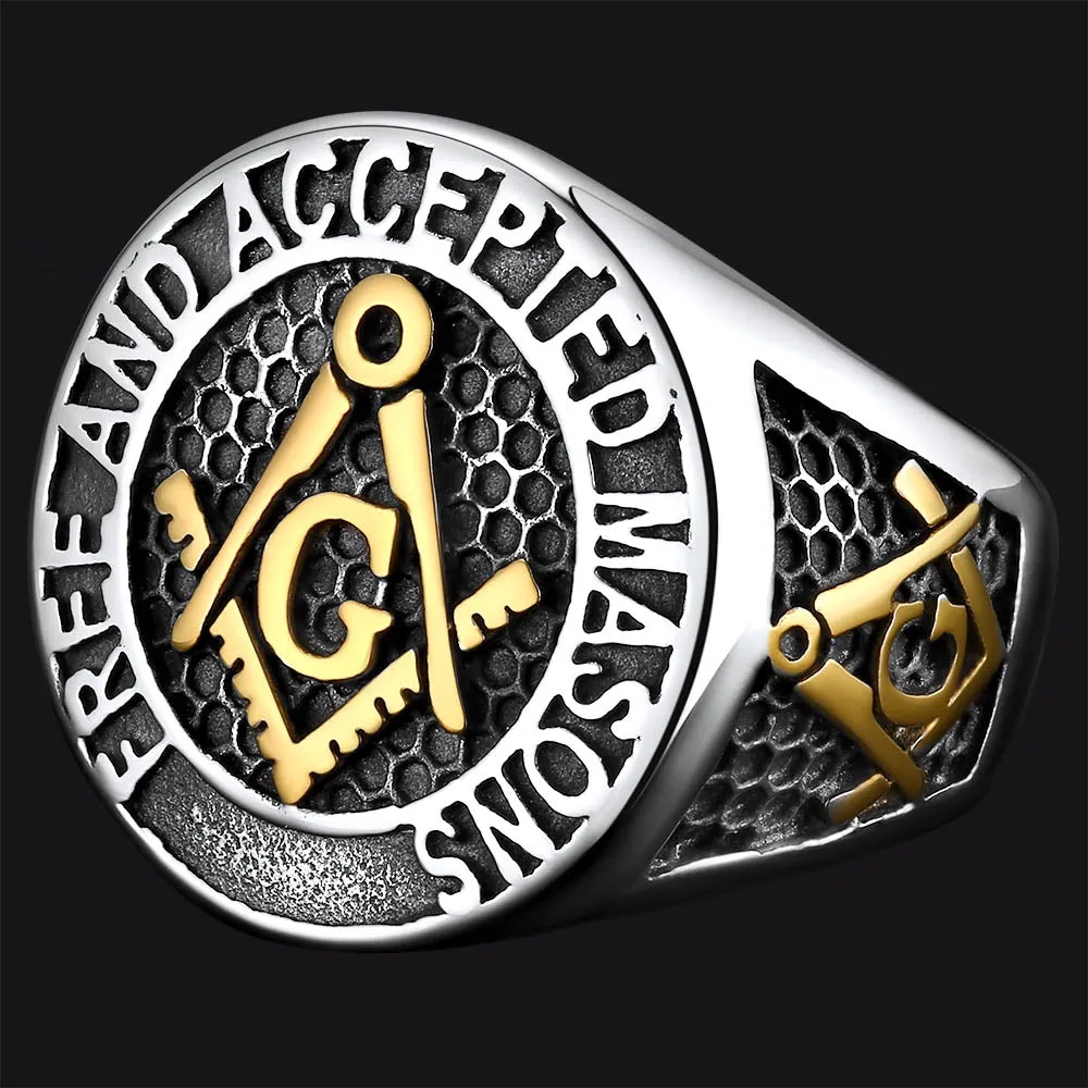 Stainless Steel Masonic Signet Ring for Men