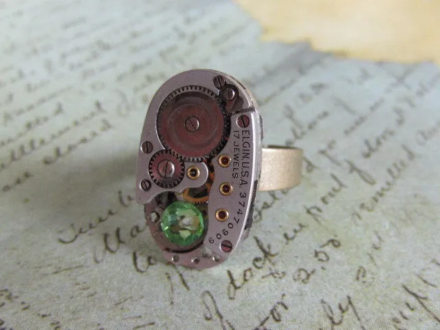 Steampunk Ring - Peridot