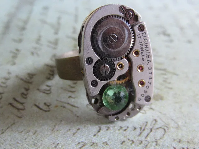 Steampunk Ring - Peridot