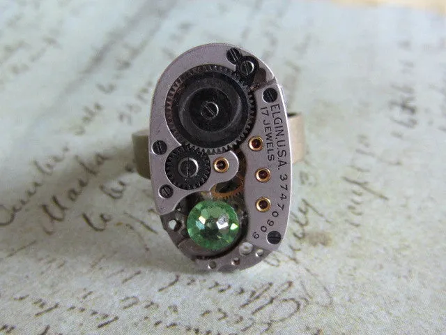 Steampunk Ring - Peridot