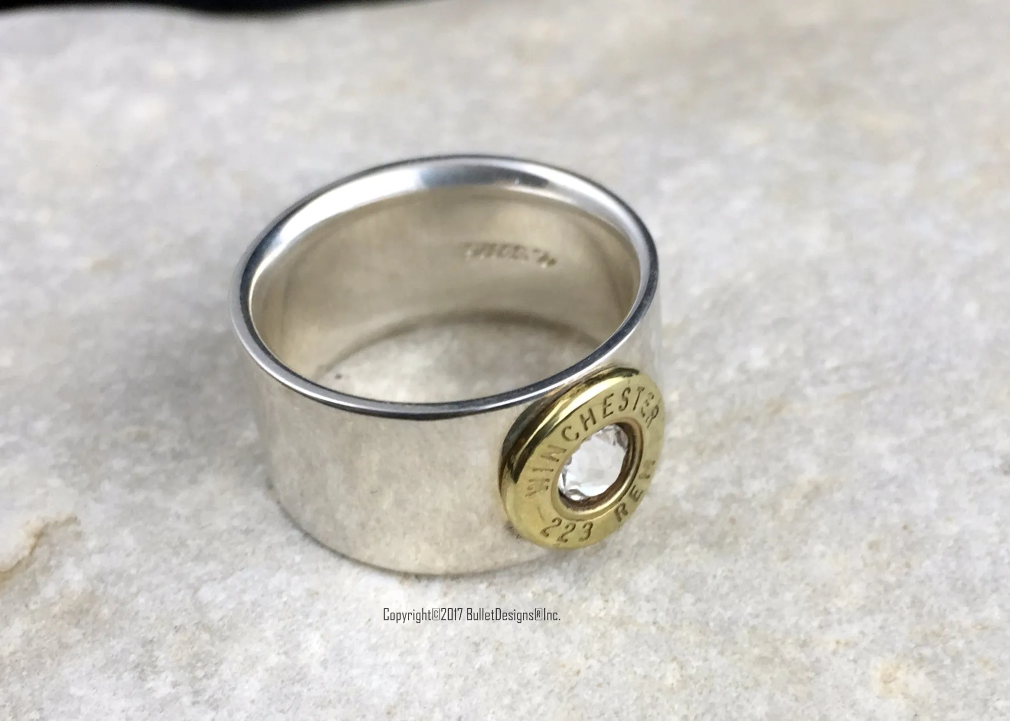 Sterling Silver 223 Bullet Wedding Band Bullet Ring