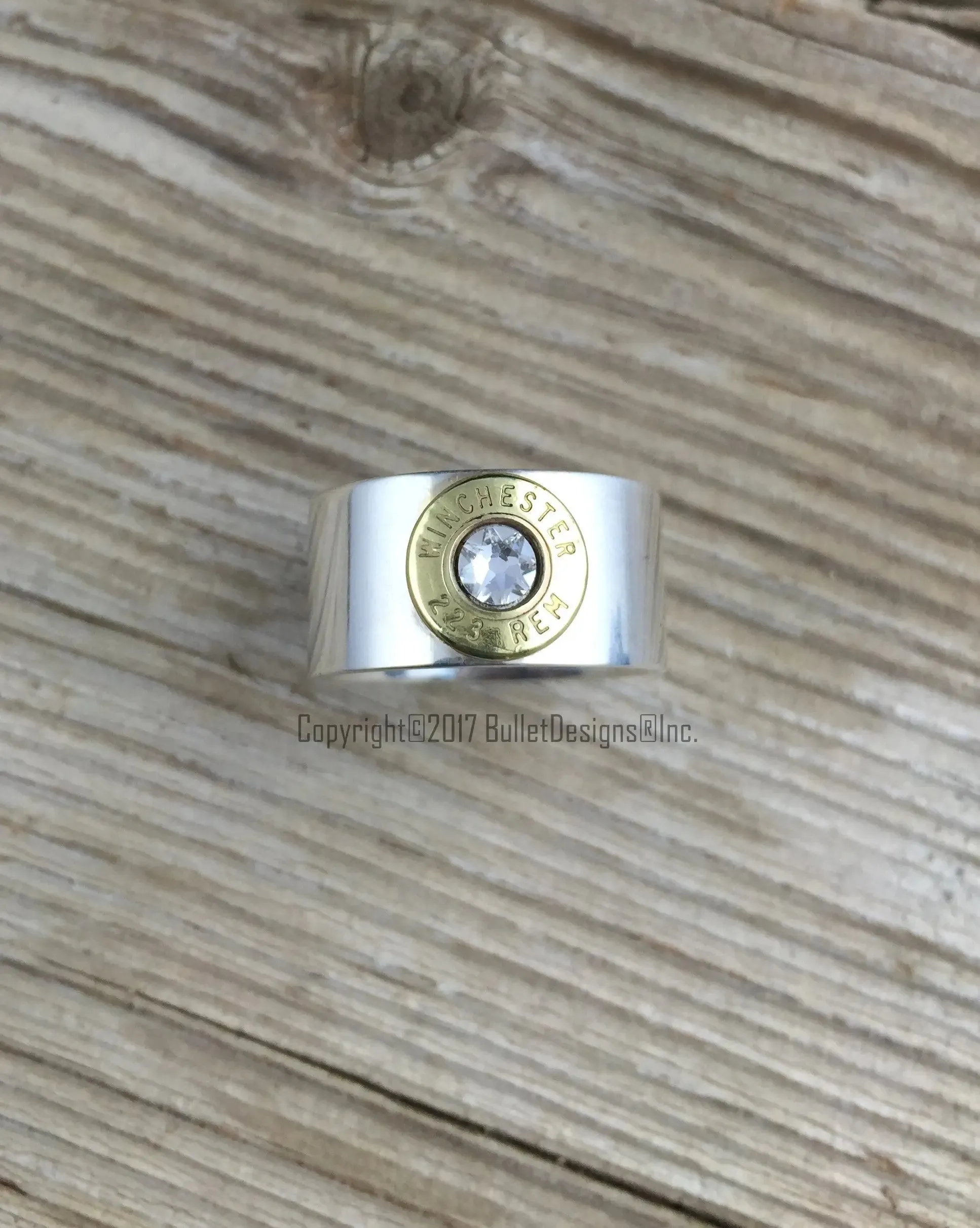 Sterling Silver 223 Bullet Wedding Band Bullet Ring