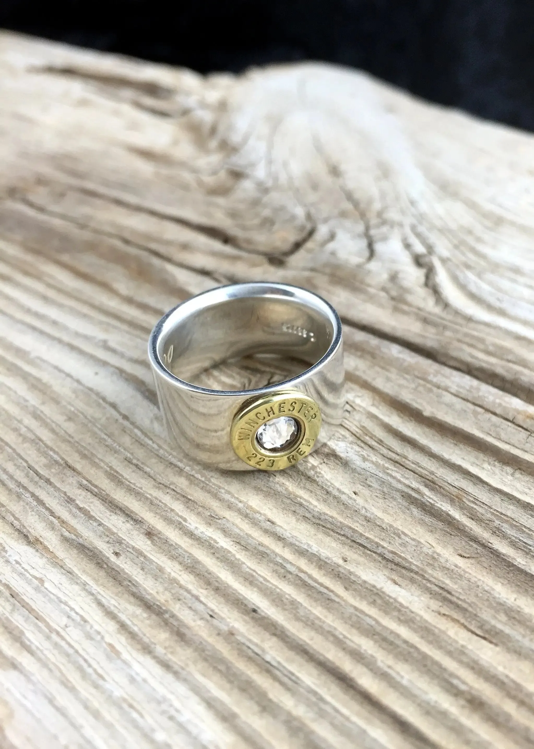 Sterling Silver 223 Bullet Wedding Band Bullet Ring