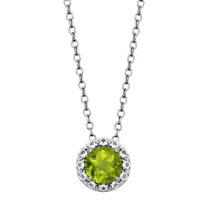 Sterling Silver Peridot and White Topaz Pendant Necklace