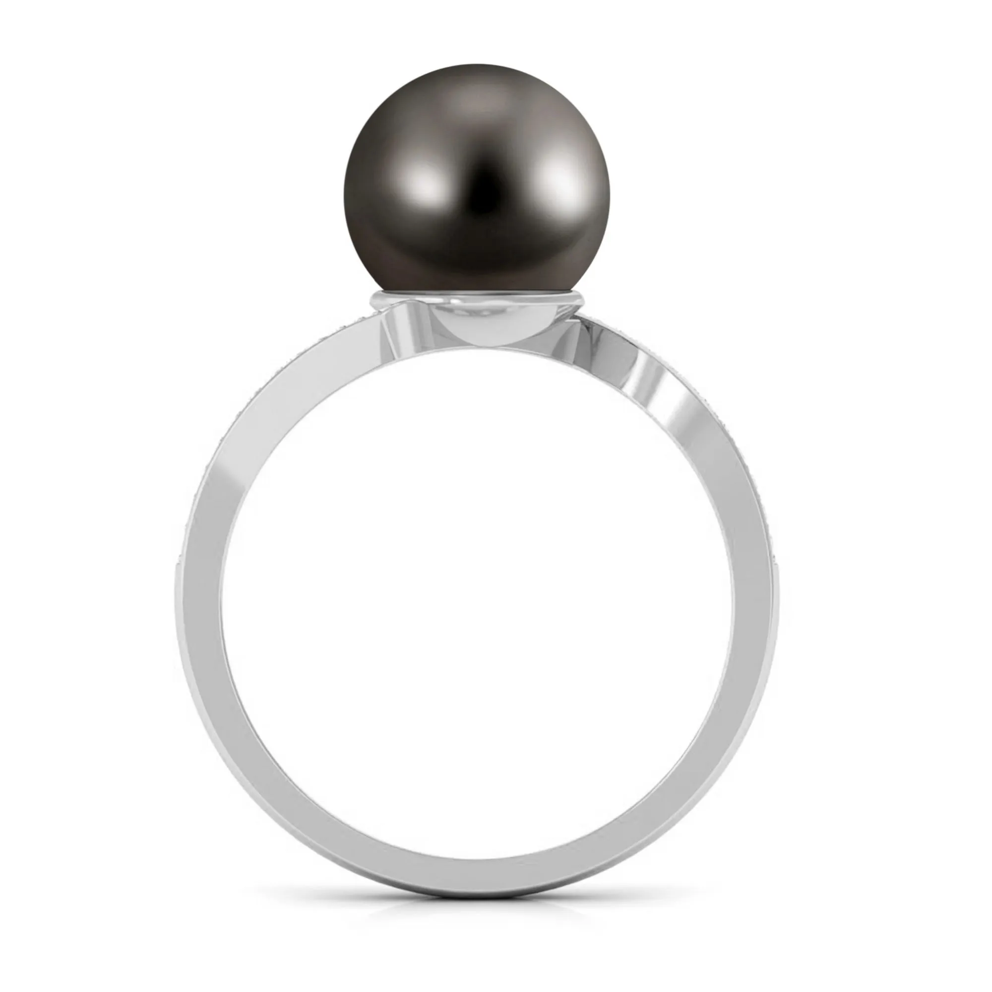 Tahitian Pearl Bypass Engagement Ring with Diamond