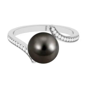 Tahitian Pearl Bypass Engagement Ring with Diamond