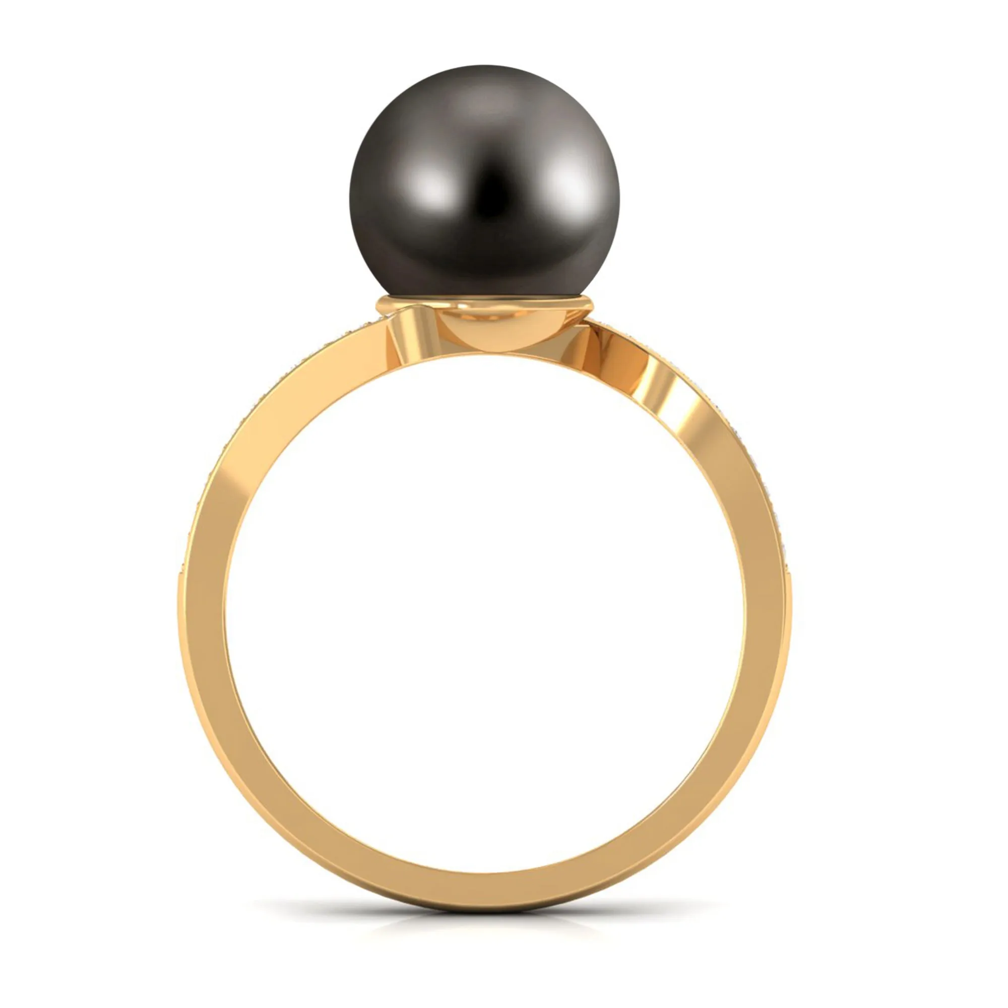 Tahitian Pearl Bypass Engagement Ring with Diamond