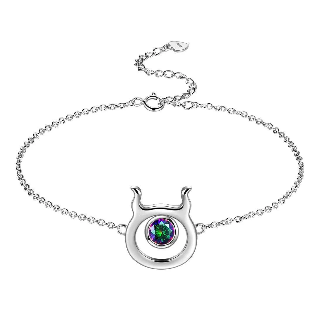 Taurus Bracelet Women Girls Jewelry Birthday Gift Mystic Topaz Sterling Silver