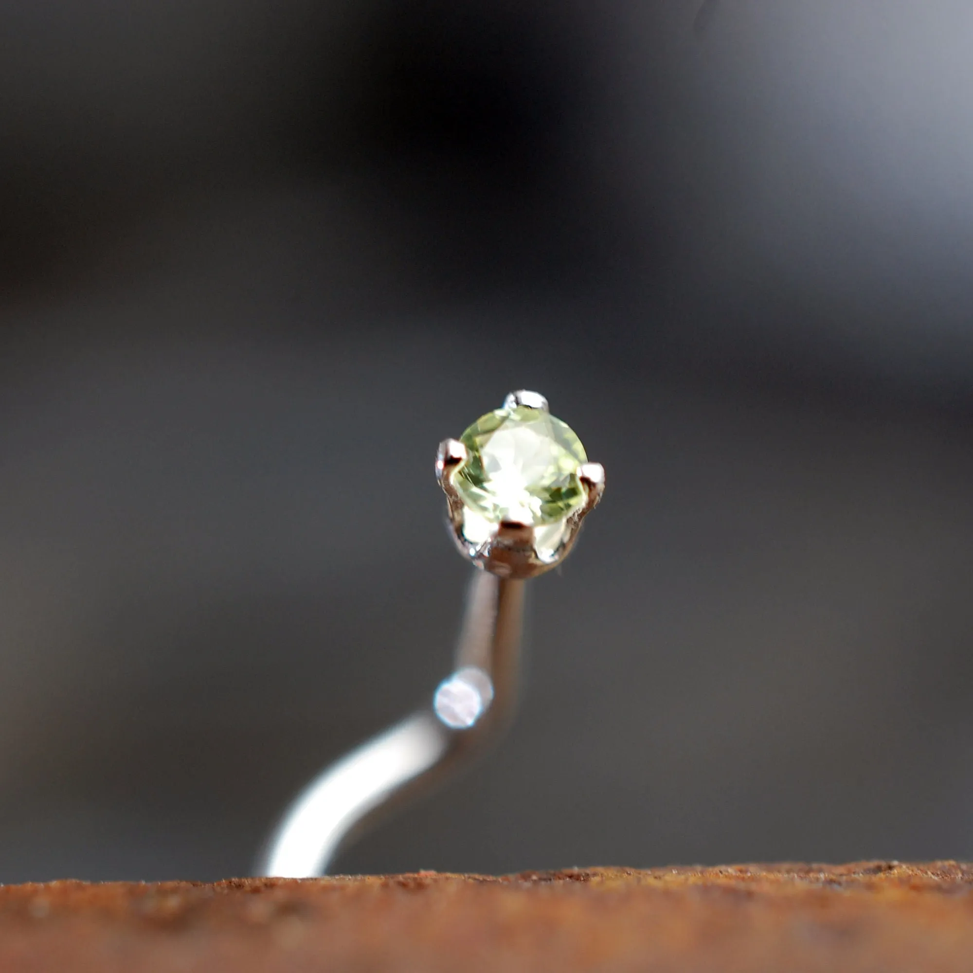 Tiny Peridot Nose Stud