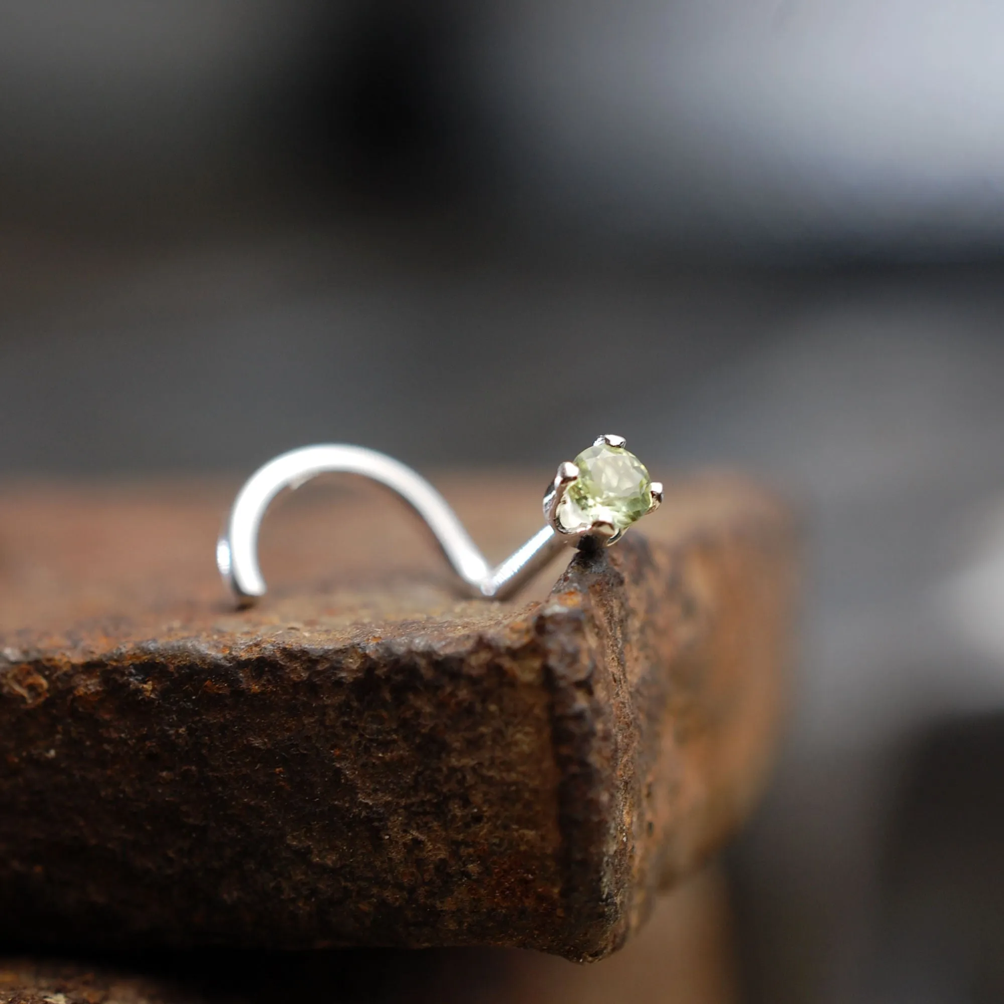 Tiny Peridot Nose Stud