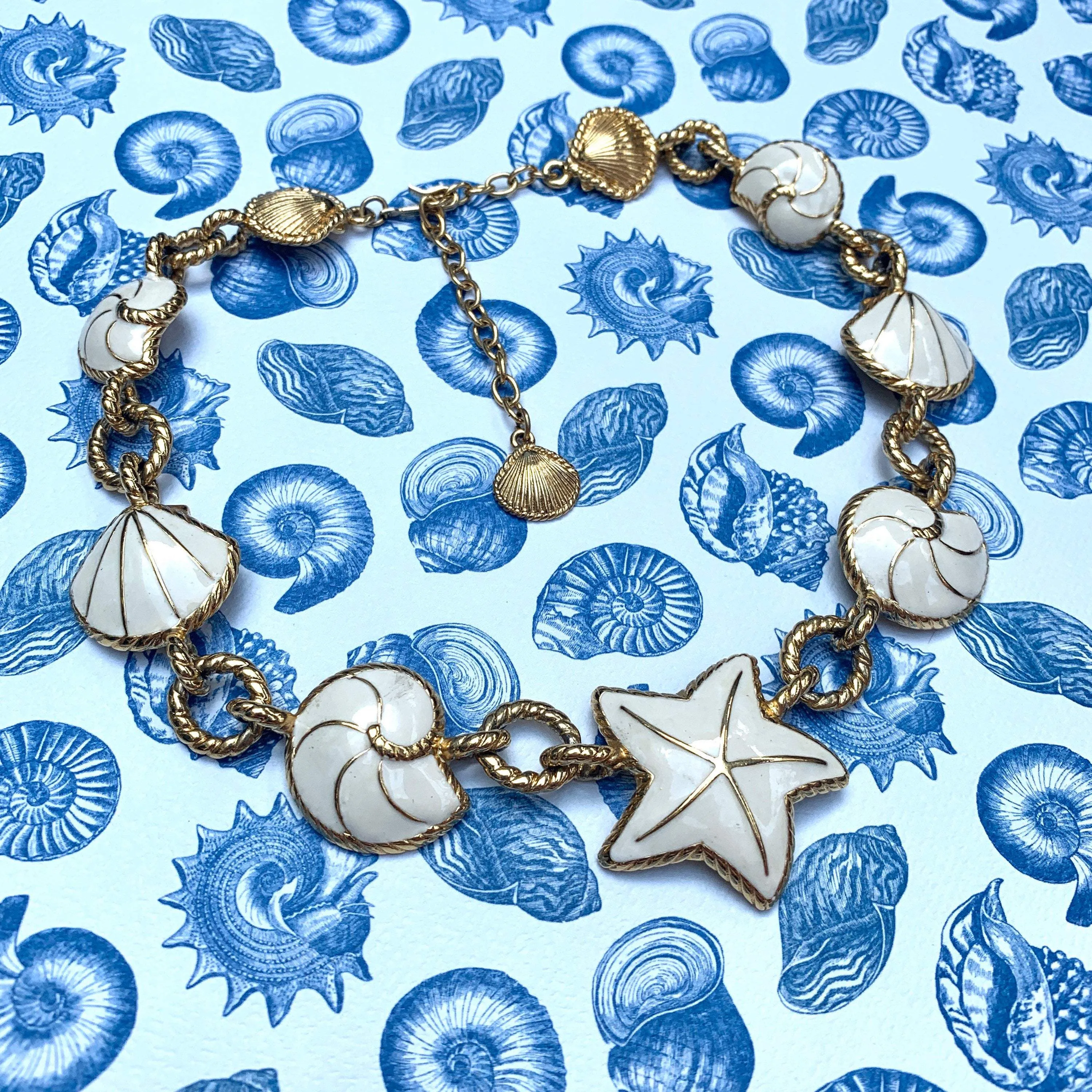 Trifari Starfish Necklace White Shells