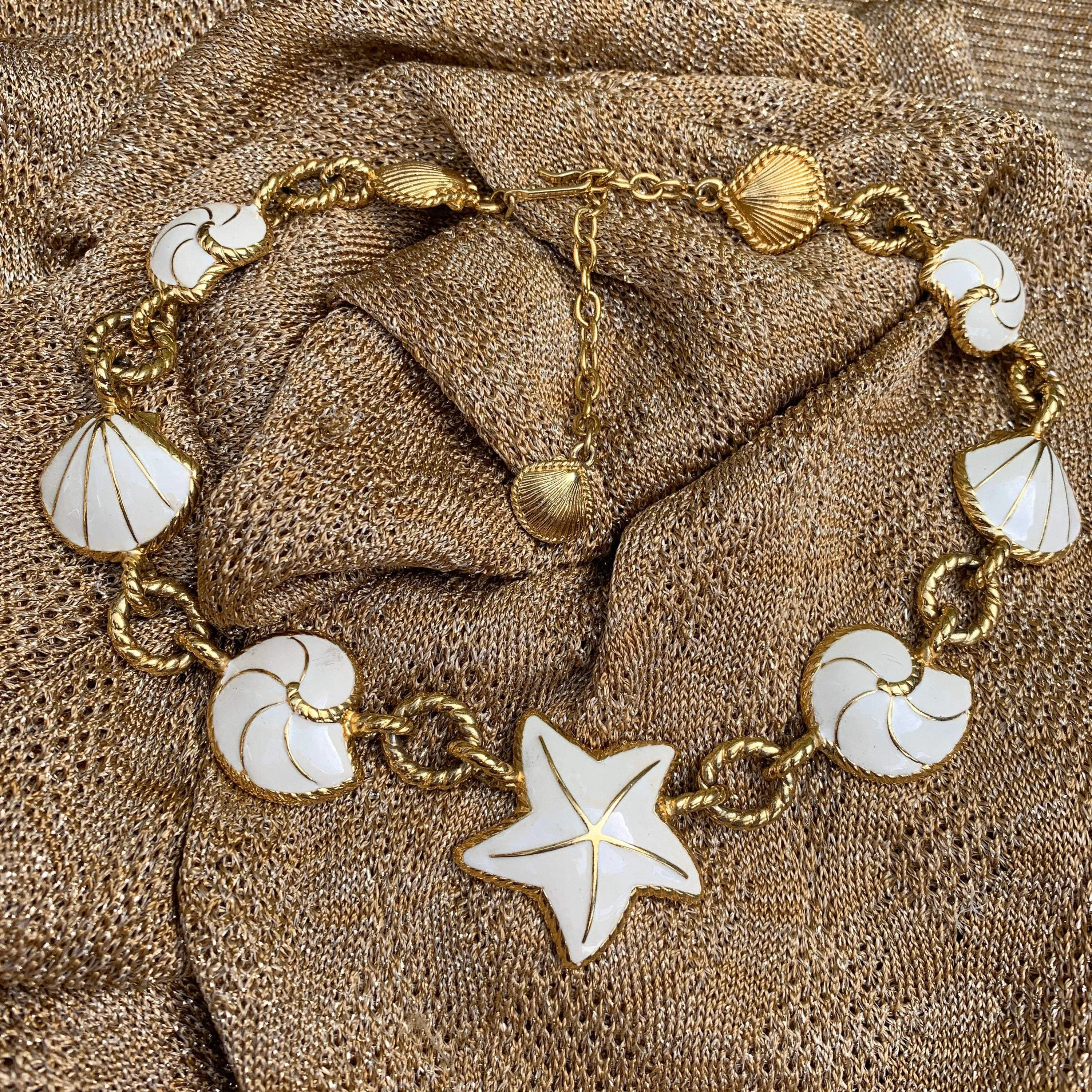 Trifari Starfish Necklace White Shells